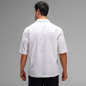 پیراهن اسپرت لینن مردانه آستین کوتاه ساده سفید مدل 48480