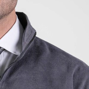 بلوز سلانیک نیم زیپ مردانه یقه دار ساده مدل 49139