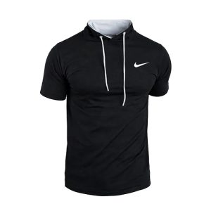 تیشرت Nike یقه گرد مردانه مشکی نخ پنبه ساده مدل 49663