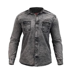 پیراهن اسپرت جین مردانه آستین بلند طوسی مدل 49550