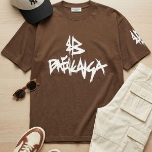 تیشرت Balenciaga یقه گرد مردانه باکسی نخ پنبه طرح دار مدل 50080