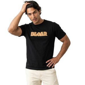 تیشرت یقه گرد مردانه مشکی نخ پنبه طرح دار مدل 49990