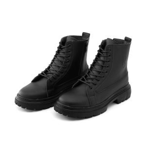 نیم بوت چرم مصنوعی مردانه مشکی bershka زیپ دار مدل 48972