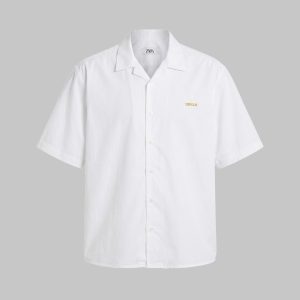 پیراهن لینن مردانه آستین کوتاه ساده سفید Polo مدل 49730