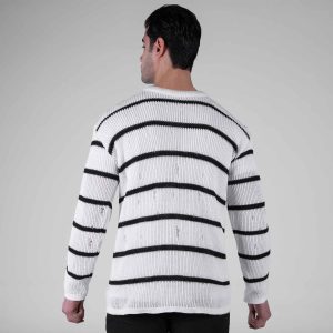 بافت مردانه یقه گرد سفید فری سایز رینگی زاپ دار مدل 49120