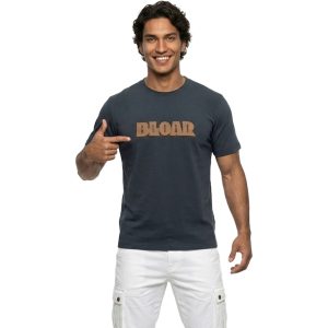 تیشرت یقه گرد مردانه طوسی نخ پنبه طرح دار مدل 49991