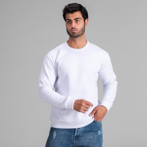بلوز دورس مردانه یقه گرد سفید ساده مدل 48517