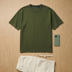 تیشرت Polo یقه گرد مردانه باکسی نخ پنبه ساده مدل 49993