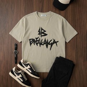 تیشرت Balenciaga یقه گرد مردانه باکسی نخ پنبه طرح دار مدل 50082